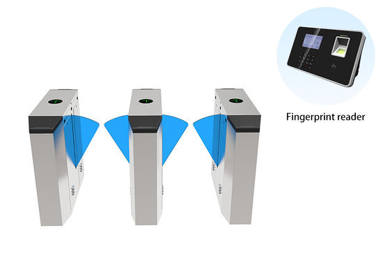 Indoor/Outdoor Pedestrian Flap Barrier Gate With Integrated RFID/QR Code Card Collectors