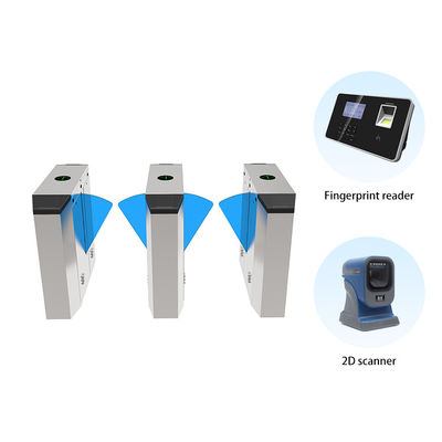Indoor/Outdoor Pedestrian Flap Barrier Gate With Integrated RFID/QR Code Card Collectors